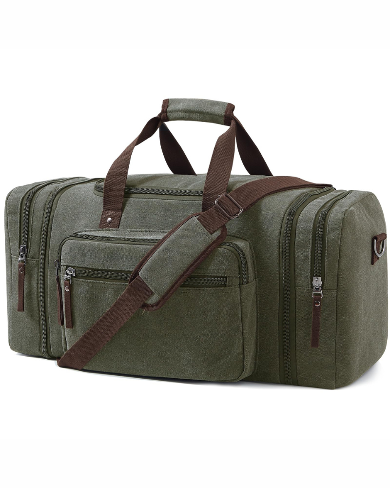 Brody 70L Canvas Travel Duffel Bag – Expandable Weekend Holdall with Multiple Pockets