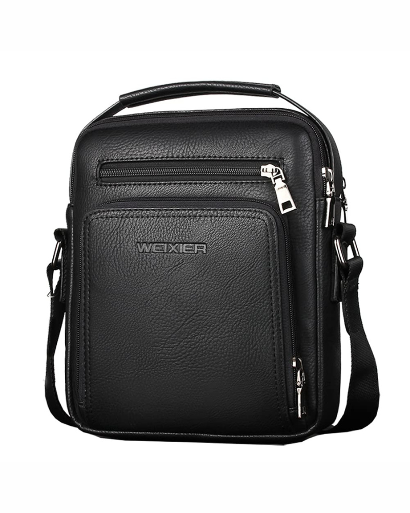 Winston Men's PU Leather Messenger Bag – Multi-Pocket Adjustable Crossbody Bag