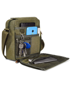 Lewis Men's Canvas Messenger Bag – Small Crossbody Shoulder Bag with Multiple Pockets