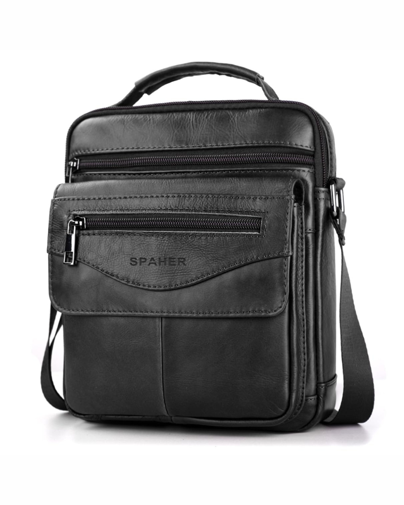 Desmond Men's Genuine Leather Messenger Bag – Multi-Pocket Crossbody Shoulder Bag