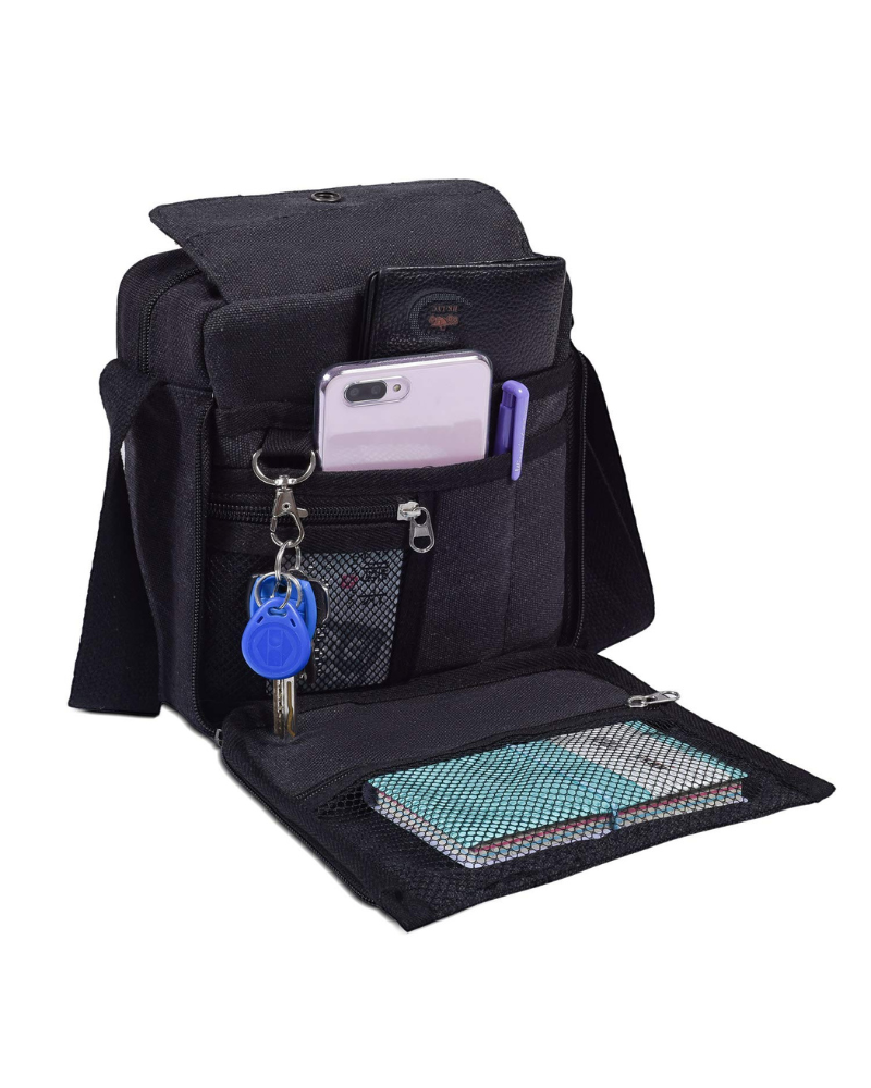 Lewis Men's Canvas Messenger Bag – Small Crossbody Shoulder Bag with Multiple Pockets