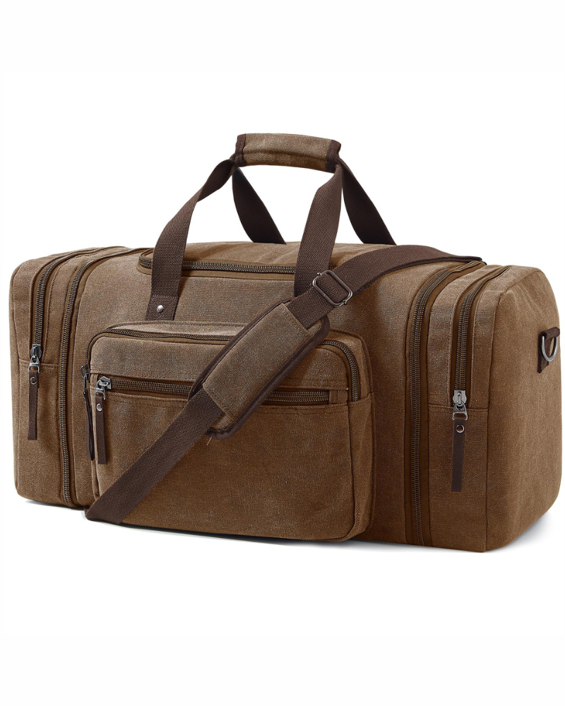 Brody 70L Canvas Travel Duffel Bag – Expandable Weekend Holdall with Multiple Pockets