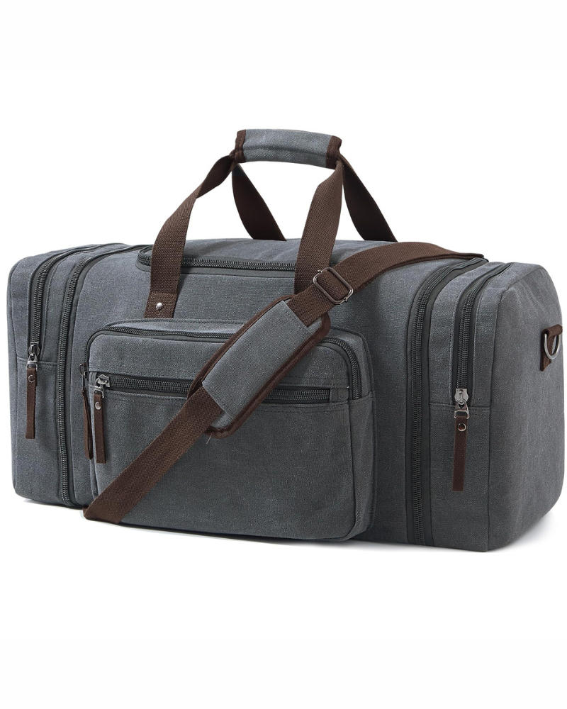 Brody 70L Canvas Travel Duffel Bag – Expandable Weekend Holdall with Multiple Pockets