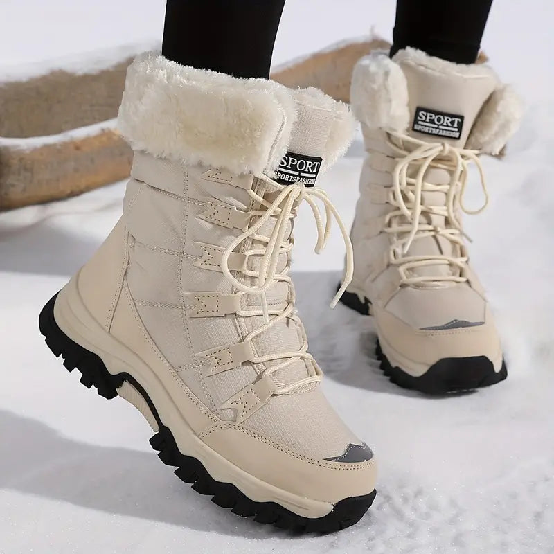 Rosemary Women's Winter Boots – Waterproof Faux Fur Lace Up Snow Boots