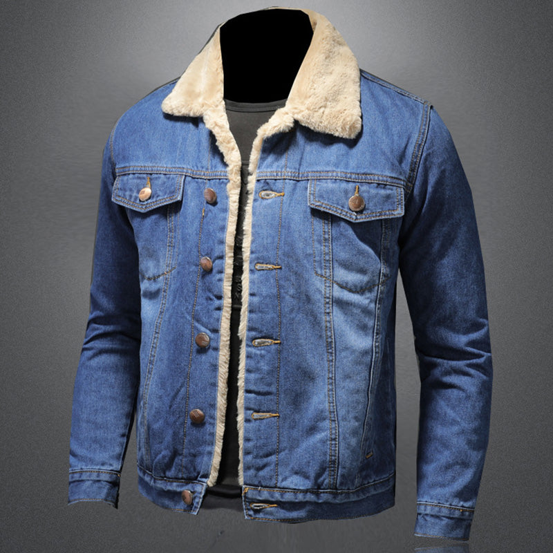 Atticus Men's Denim Jacket – Fleece Lined Button Up Casual Trucker Coat