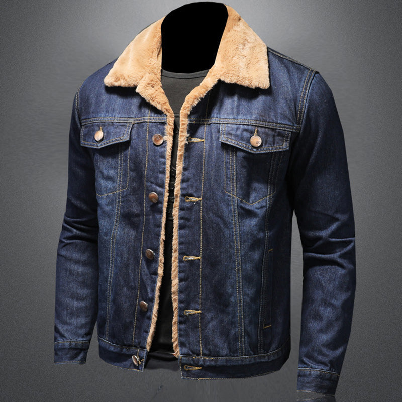 Atticus Men's Denim Jacket – Fleece Lined Button Up Casual Trucker Coat