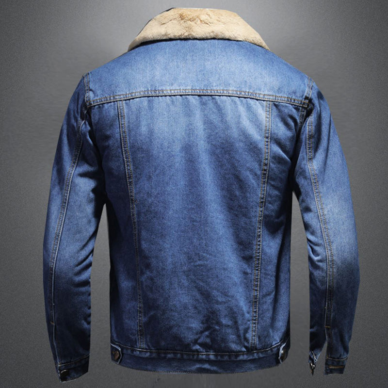 Atticus Men's Denim Jacket – Fleece Lined Button Up Casual Trucker Coat