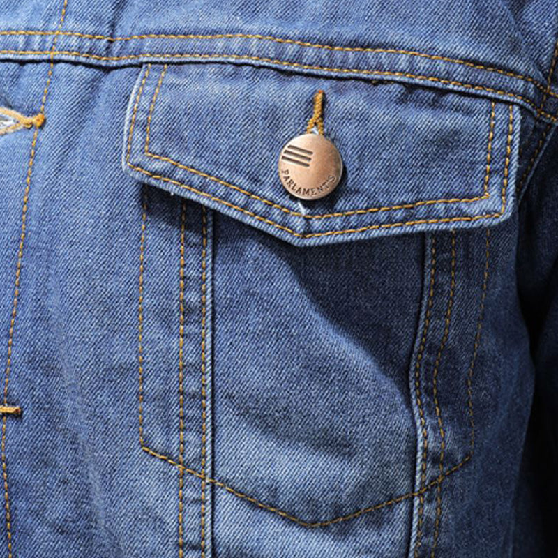 Atticus Men's Denim Jacket – Fleece Lined Button Up Casual Trucker Coat