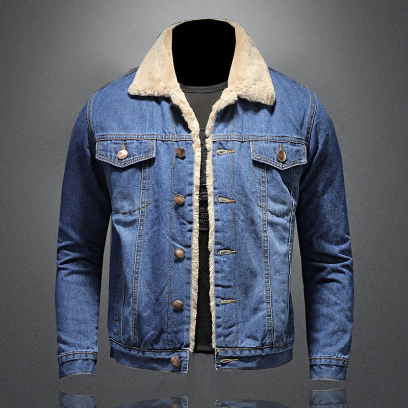 Atticus Men's Denim Jacket – Fleece Lined Button Up Casual Trucker Coat