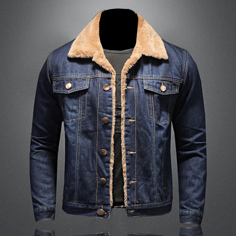 Atticus Men's Denim Jacket – Fleece Lined Button Up Casual Trucker Coat