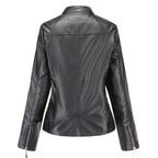 Valerie Women's Leather Jacket – Genuine Leather Zip Up Stand Collar Biker Jacket