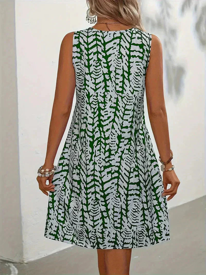 Elodie Women's Sleeveless Mini Dress – Printed Summer Beach Casual Dress