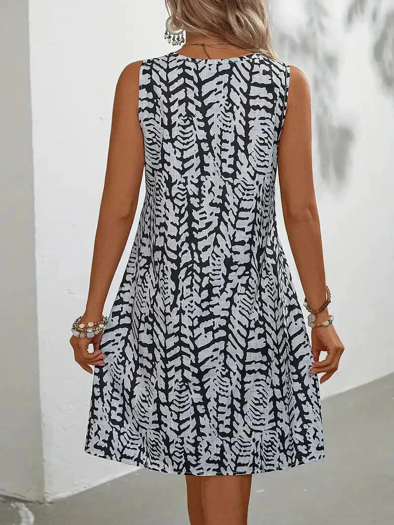 Elodie Women's Sleeveless Mini Dress – Printed Summer Beach Casual Dress