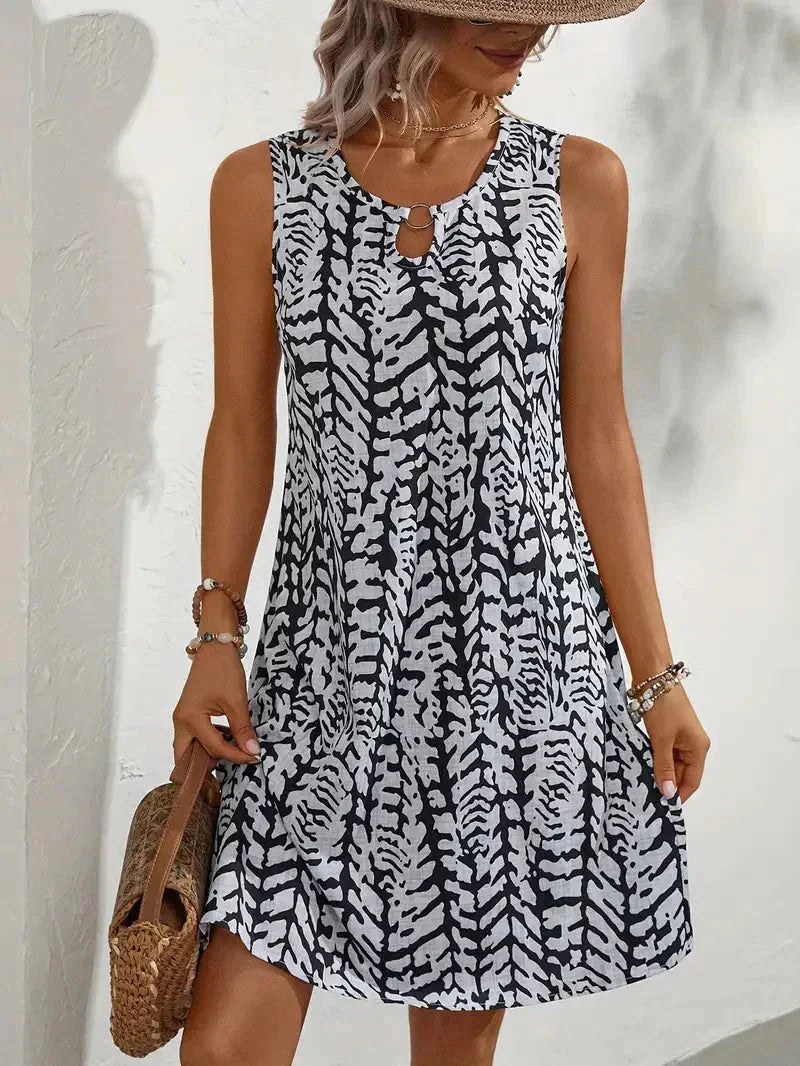 Elodie Women's Sleeveless Mini Dress – Printed Summer Beach Casual Dress