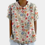 Felicity Women's Floral Blouse – Short Sleeve Round Neck Casual Summer Top