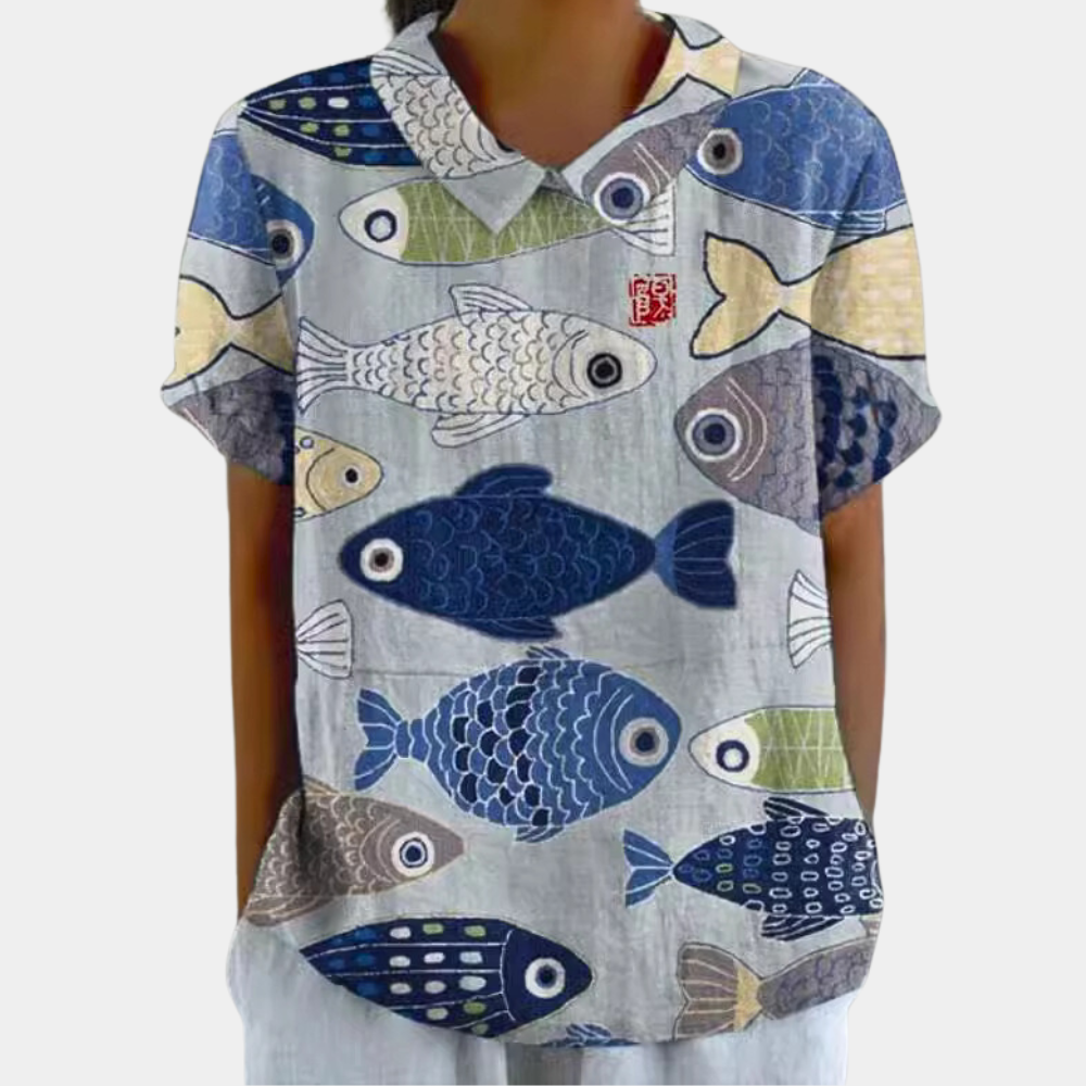 Felicity Women's Floral Blouse – Short Sleeve Round Neck Casual Summer Top