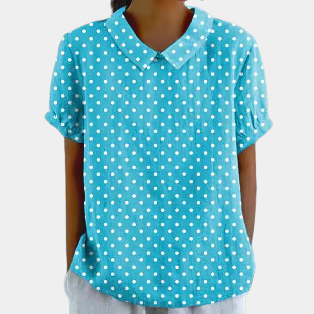 Felicity Women's Floral Blouse – Short Sleeve Round Neck Casual Summer Top