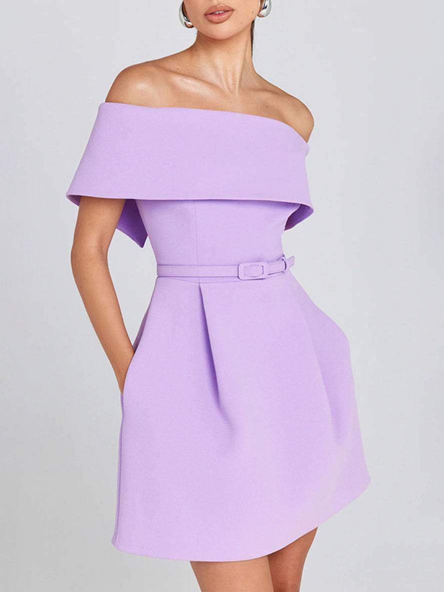 Rosalie Women's Skater Dress – Sleeveless Boat Neck Belted Cocktail Midi Dress