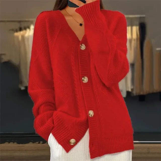 Adeline Women's Cashmere Cardigan – 100% Cashmere Button Front Luxury Knit