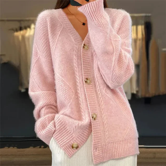 Adeline Women's Cashmere Cardigan – 100% Cashmere Button Front Luxury Knit