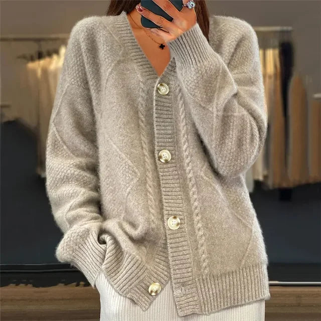 Adeline Women's Cashmere Cardigan – 100% Cashmere Button Front Luxury Knit