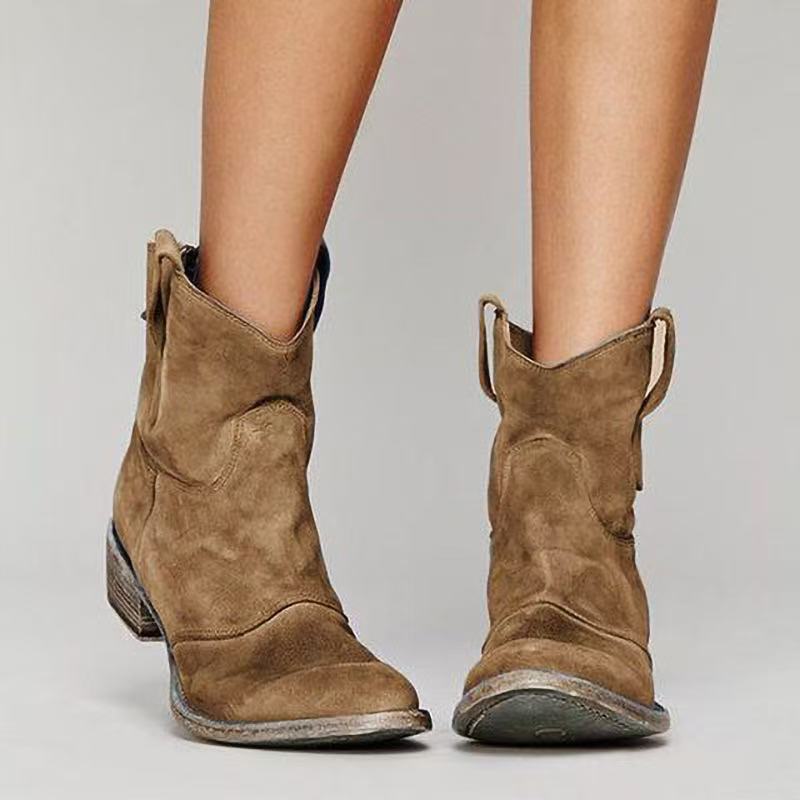 Marina Women's Suede Wedge Boots – Smart Casual Mid Calf Winter Boots
