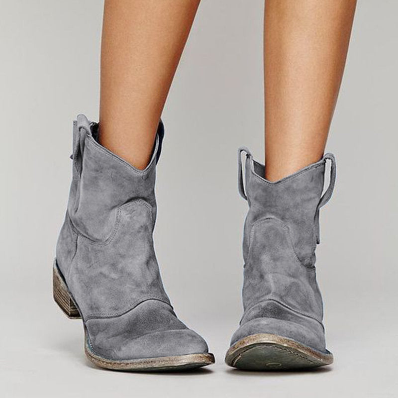 Marina Women's Suede Wedge Boots – Smart Casual Mid Calf Winter Boots