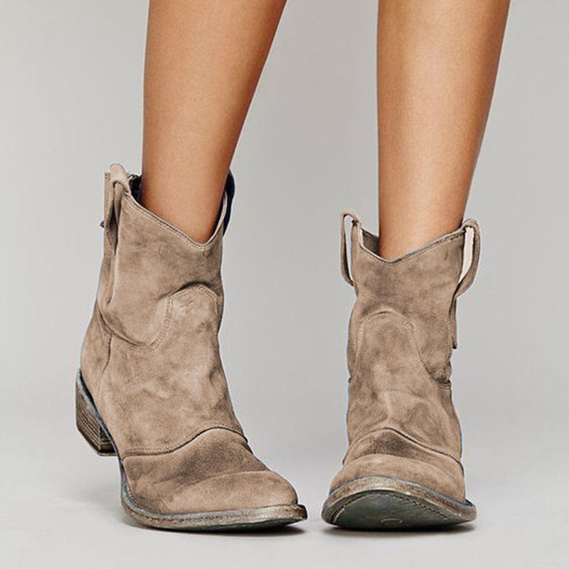Marina Women's Suede Wedge Boots – Smart Casual Mid Calf Winter Boots