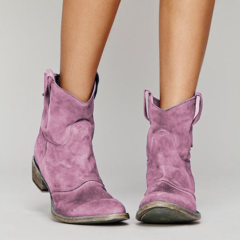 Marina Women's Suede Wedge Boots – Smart Casual Mid Calf Winter Boots