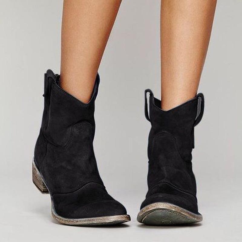 Marina Women's Suede Wedge Boots – Smart Casual Mid Calf Winter Boots