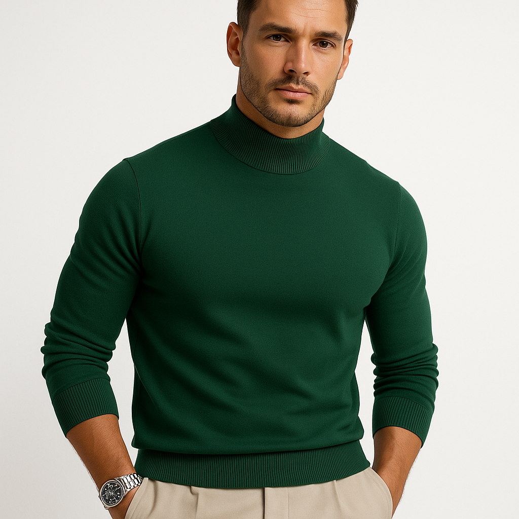 Theron Men's Roll-Neck Jumper – Soft Breathable Knit with a Refined Fitted Shape