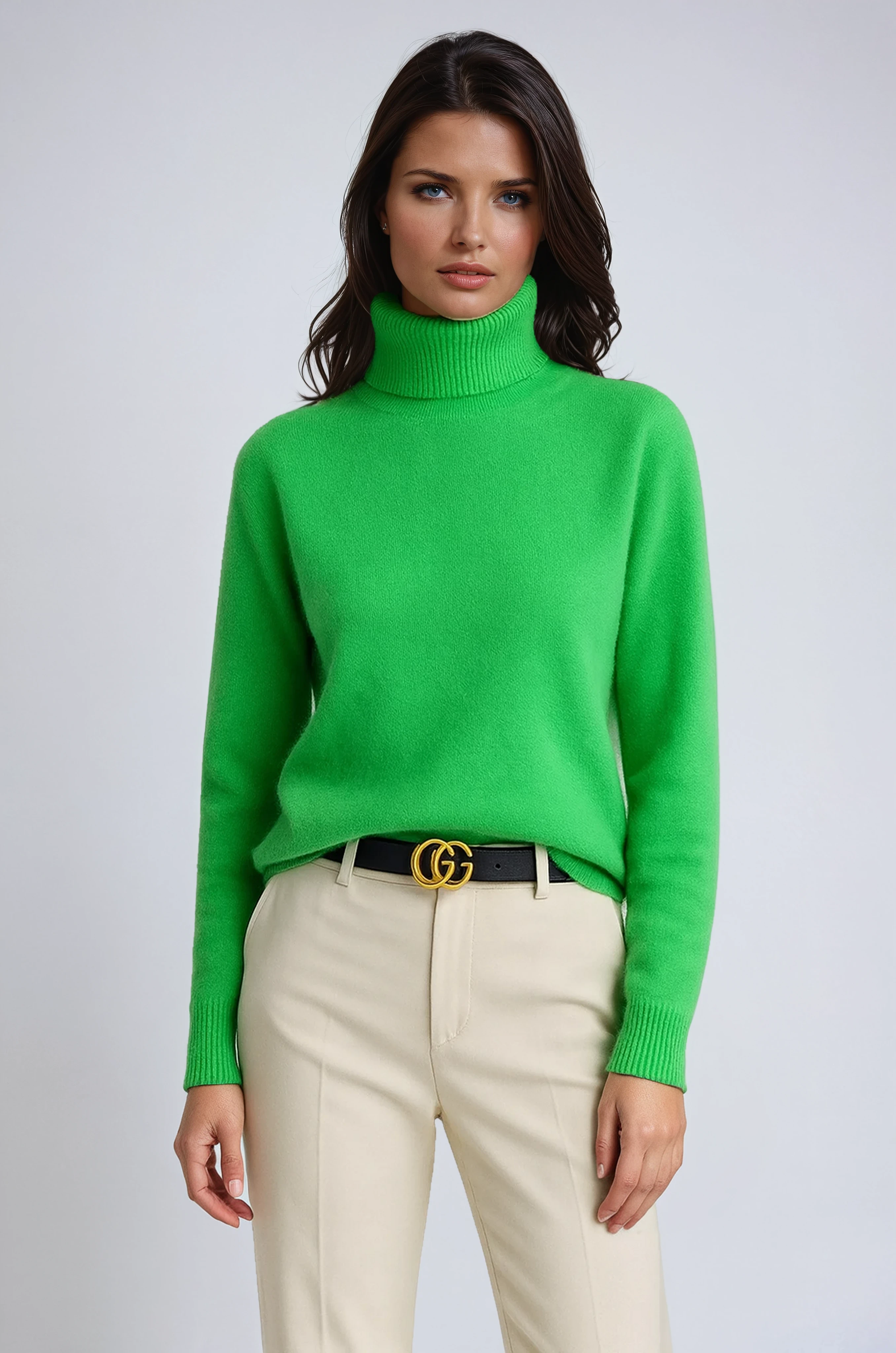 Emma Women's Roll Neck Jumper – Soft Knit Long Sleeve Winter Sweater