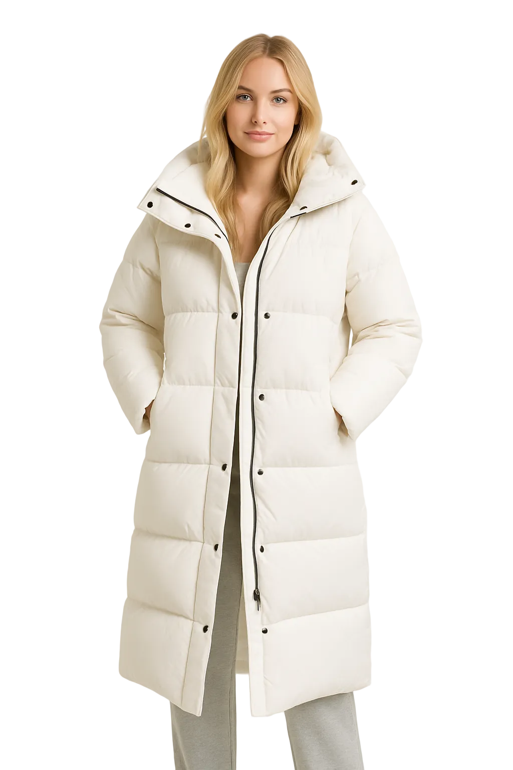 Sammy Women's Long Puffer Coat – Oversized Quilted Winter Jacket with Insulated Padding