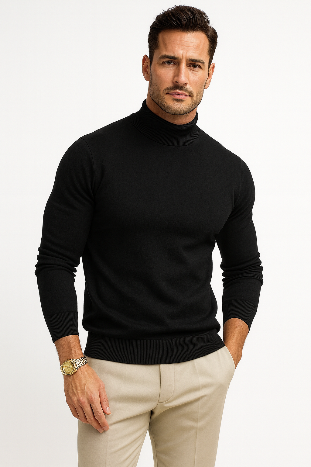 Theron Men's Roll-Neck Jumper – Soft Breathable Knit with a Refined Fitted Shape