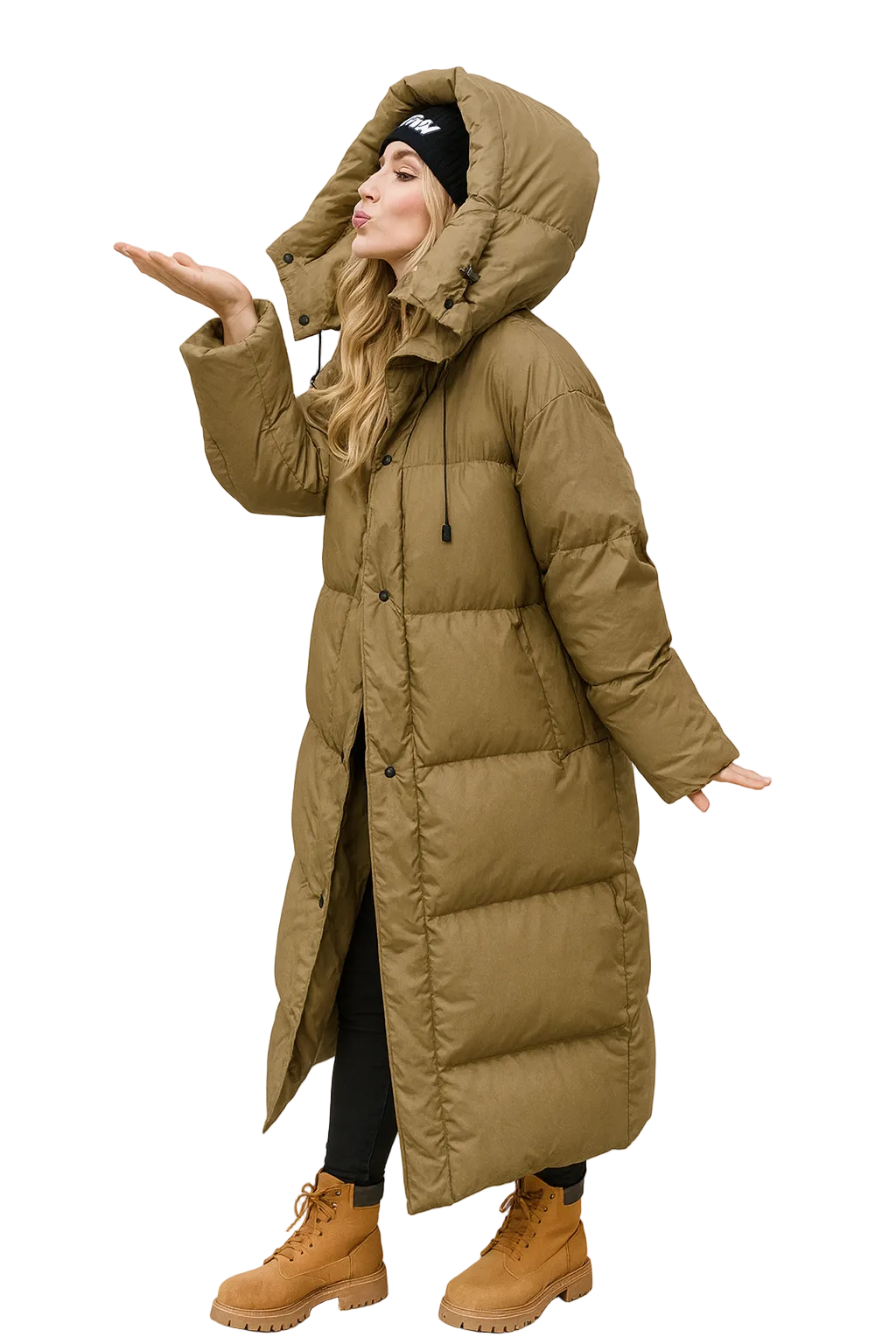 Sammy Women's Long Puffer Coat – Oversized Quilted Winter Jacket with Insulated Padding