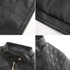 Valerie Women's Leather Jacket – Genuine Leather Zip Up Stand Collar Biker Jacket