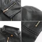 Valerie Women's Leather Jacket – Genuine Leather Zip Up Stand Collar Biker Jacket