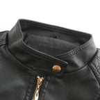 Valerie Women's Leather Jacket – Genuine Leather Zip Up Stand Collar Biker Jacket