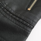 Valerie Women's Leather Jacket – Genuine Leather Zip Up Stand Collar Biker Jacket