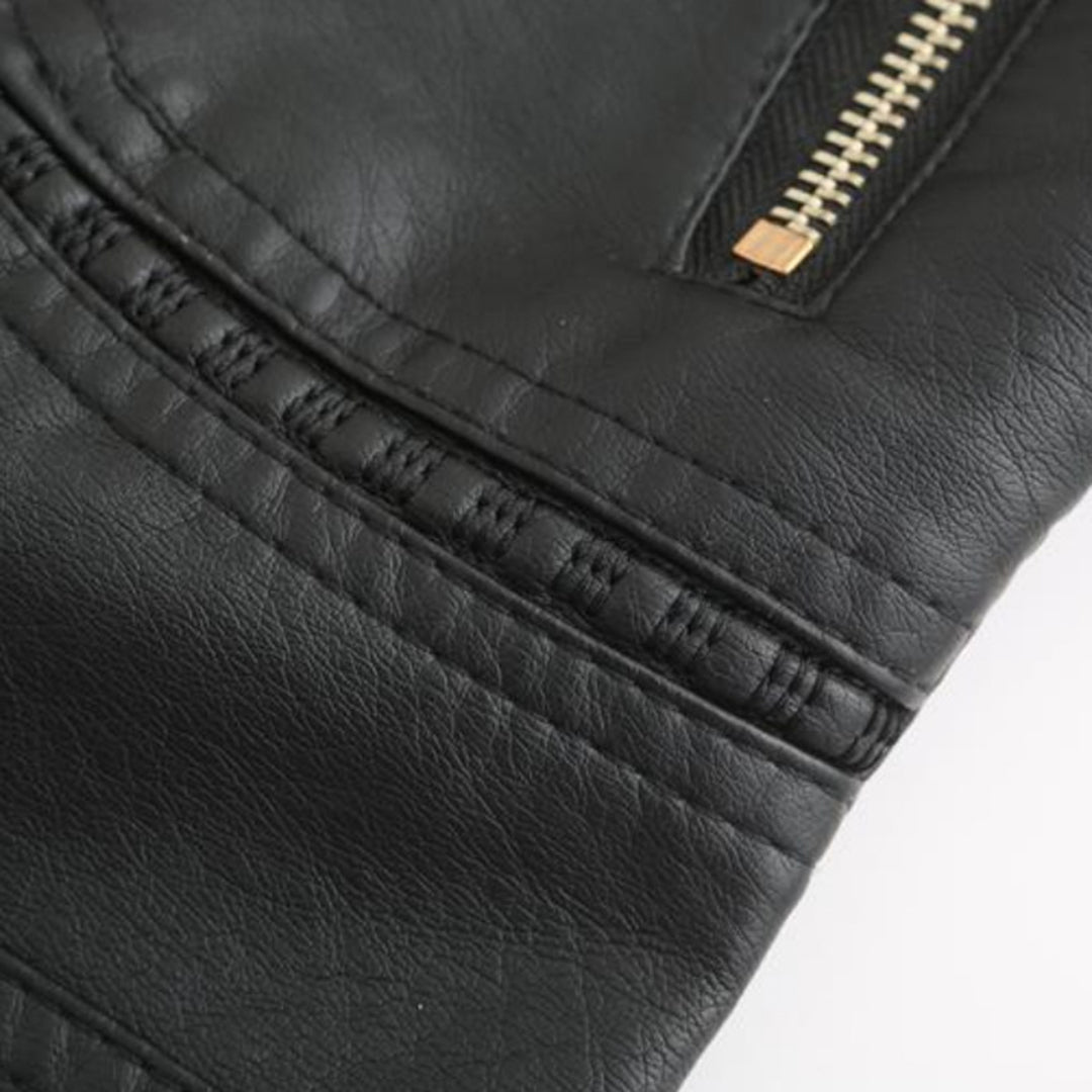 Valerie Women's Leather Jacket – Genuine Leather Zip Up Stand Collar Biker Jacket