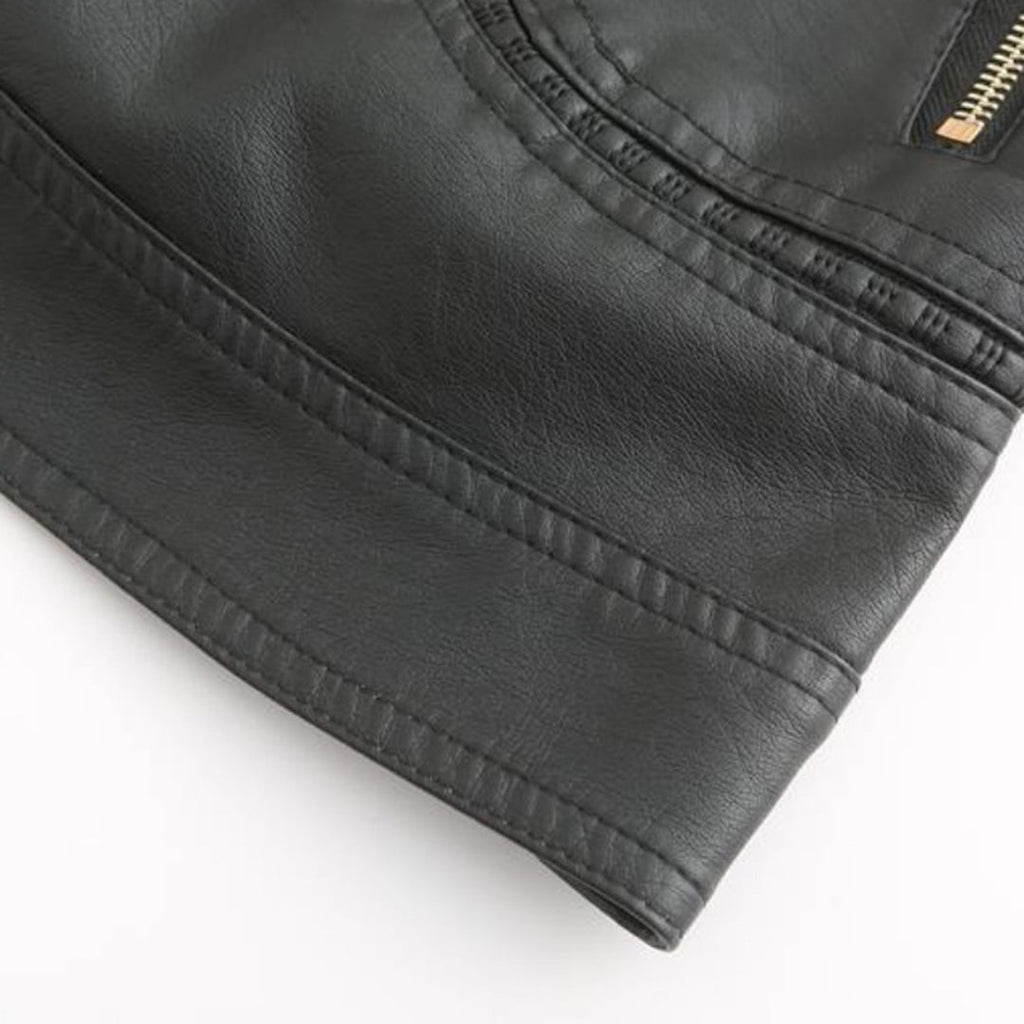 Valerie Women's Leather Jacket – Genuine Leather Zip Up Stand Collar Biker Jacket