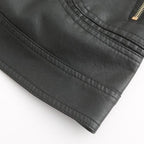 Valerie Women's Leather Jacket – Genuine Leather Zip Up Stand Collar Biker Jacket