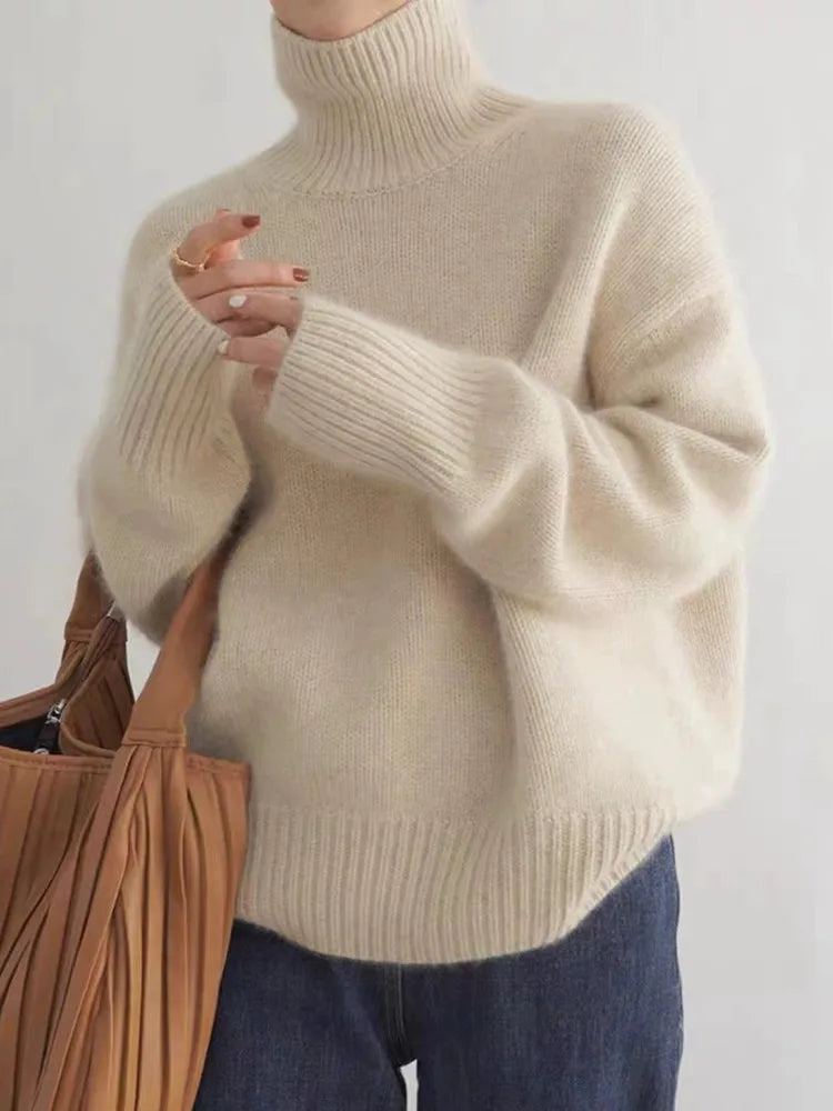 Juliette Women's Wool Roll Neck Jumper – Soft Knit Long Sleeve Winter Sweater
