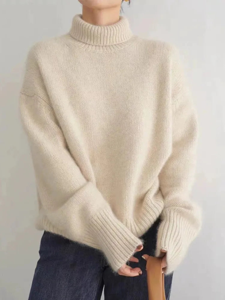 Juliette Women's Wool Roll Neck Jumper – Soft Knit Long Sleeve Winter Sweater