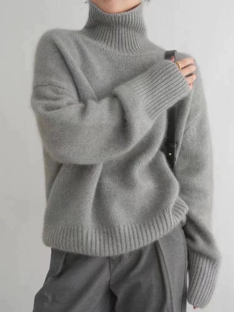 Juliette Women's Wool Roll Neck Jumper – Soft Knit Long Sleeve Winter Sweater
