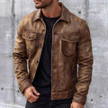 Montgomery Men's Vintage Leather Jacket – Classic Tailored Smart Casual Blazer