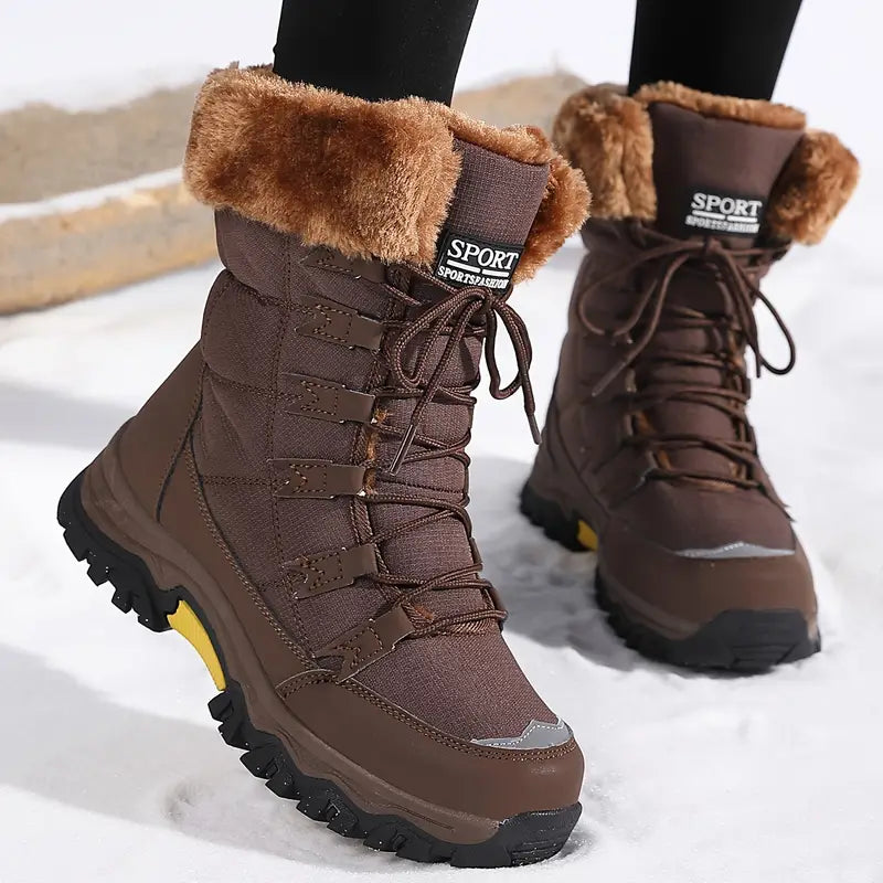 Rosemary Women's Winter Boots – Waterproof Faux Fur Lace Up Snow Boots