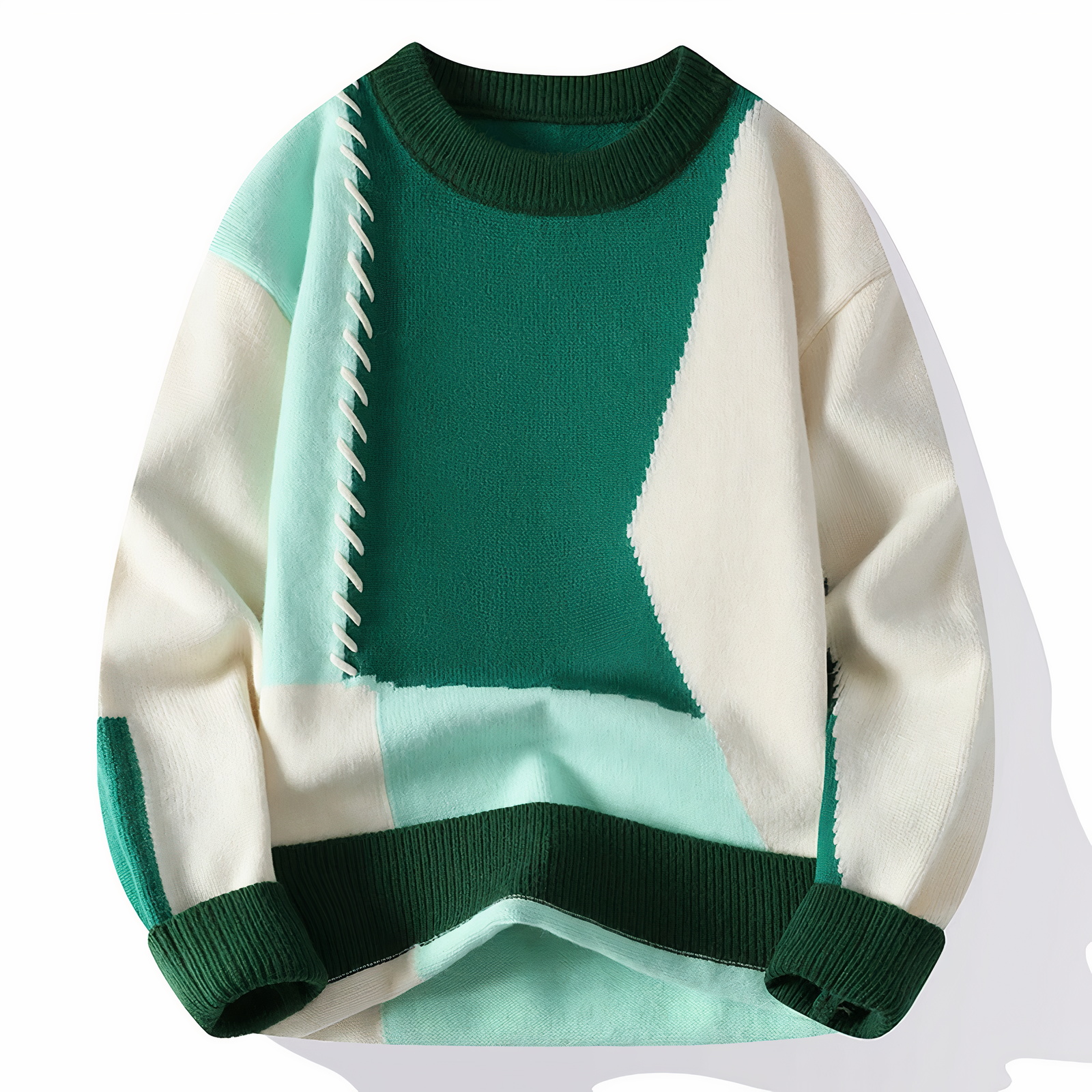 Gareth Men's Patchwork Jumper – Soft Warm Knit for Smart-Casual Autumn Style