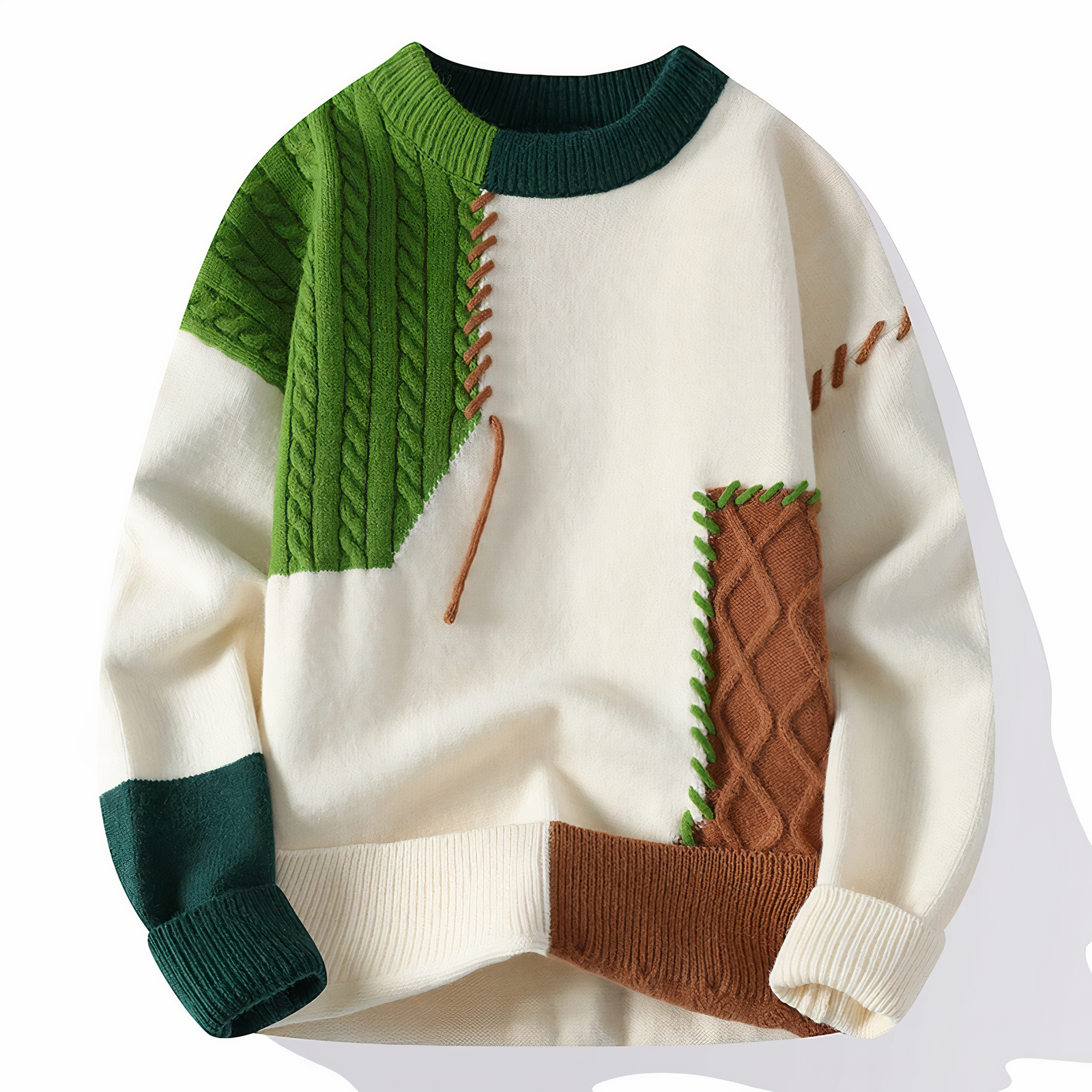Gareth Men's Patchwork Jumper – Soft Warm Knit for Smart-Casual Autumn Style