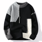 Gareth Men's Patchwork Jumper – Soft Warm Knit for Smart-Casual Autumn Style
